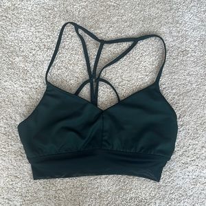 ALO Yoga Lavish Glossy Forest Green Sports Bra M